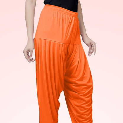 Stylish and Soft Viscose Rayon Patiala Pants for Women - Light Orange