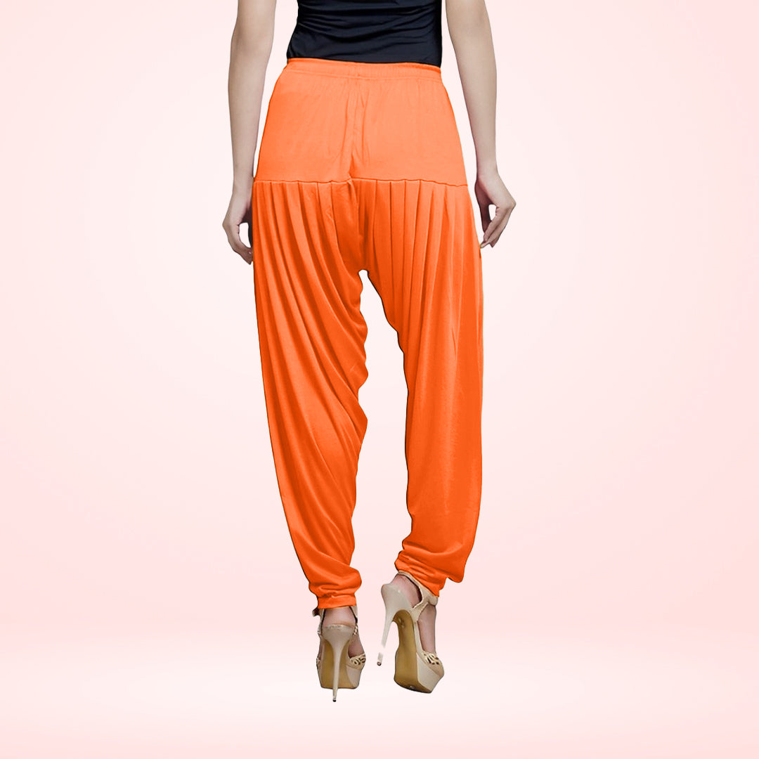 Stylish and Soft Viscose Rayon Patiala Pants for Women - Light Orange