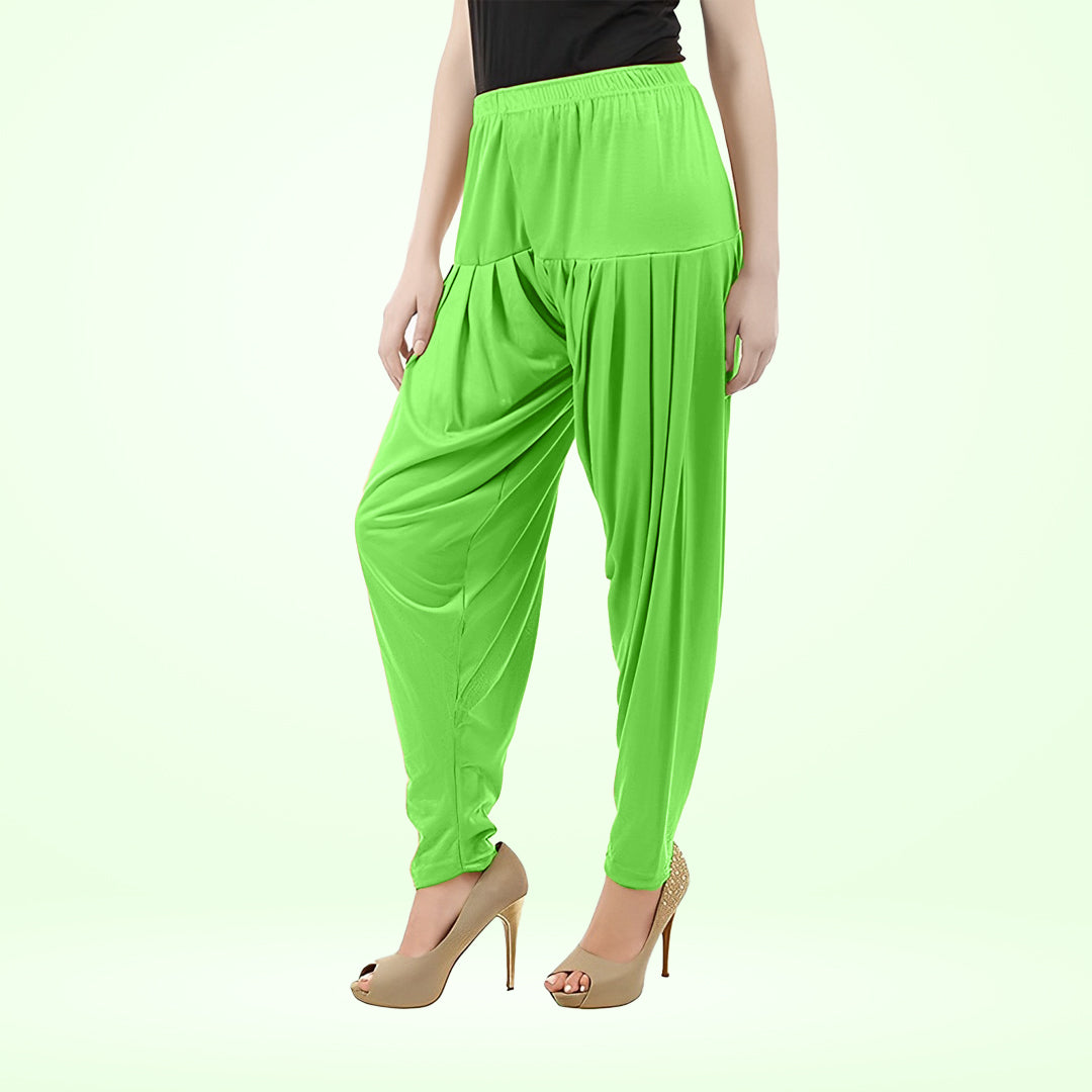 Premium Quality Viscose Rayon Patiala Pants with Traditional Flair - Parrot Green