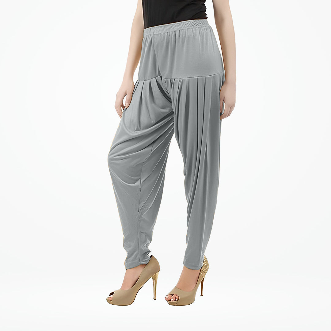 Classic and Comfortable Viscose Rayon Patiala pants for Women - Silver Gray